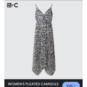NWT Uniqlo:C Women's Abstract Asymmetrical Hem Pleated Camisole Midi Dress Sz M‎